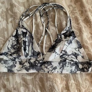 PINK VS marble strappy sports bra unpadded L
